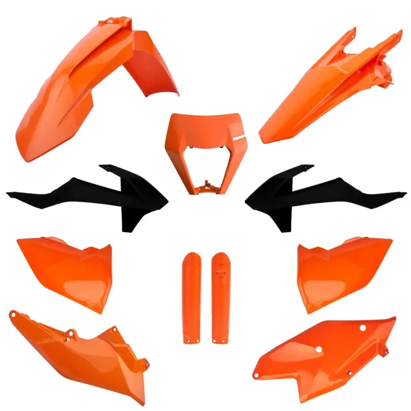 Ihned K Objednání POLISPORT kompletní sada plastů (FULL KIT) KTM EXC/EXC-F TPI 17-19 v sadě kryt světla (8666800006) a kryty tlumičů (8398600001) barva oranžová OEM