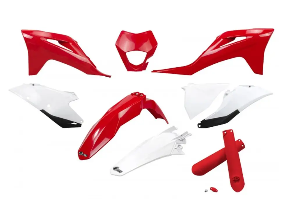 Vrácení Zdarma UFO kompletní sada plastů (FULL KIT) s kryty tlumičů GAS GAS EC / EC-F 250 / 300 / 350 21-23 barva červená bílá
