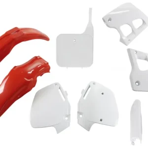 Finální Výprodej UFO kompletní sada plastů (FULL KIT) s kryty tlumičů HONDA CR 125 91-92, CR 250 90-91, barva OEM (červená/bílá) (HO097E999)