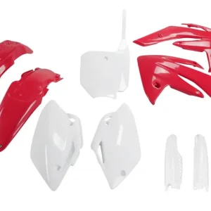 Výhodná Nabídka UFO kompletní sada plastů (FULL KIT) s kryty tlumičů HONDA CRF 150 07-26, barva OEM (červená/bílá) (HO111E999)