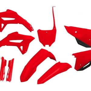 Cenový Hit UFO kompletní sada plastů (FULL KIT) s kryty tlumičů HONDA CRF 250 R 22-24, CRF 450 R 21-24 barva červená