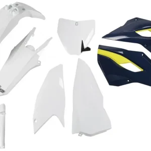 Nízká Cena UFO kompletní sada plastů (FULL KIT) s kryty tlumičů HUSQVARNA TC 250 16, barva OEM (bílá/modrá) (HU617E999)