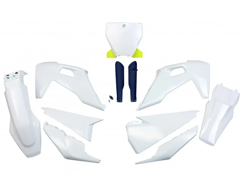 Oblíbený UFO kompletní sada plastů (FULL KIT) s kryty tlumičů HUSQVARNA TC 125/250 19-22, FC 250/350/450 19-22 barva OEM 22 (bílá)