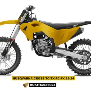 Vysoce Kvalitní UFO kompletní sada plastů (FULL KIT) s kryty tlumičů HUSQVARNA TC 125 / 250 23-24, FC 250 / 350 / 450 23-24, FX 350 / 450 23-24, TX 300 24, barva zlatá - VÝPRODEJ