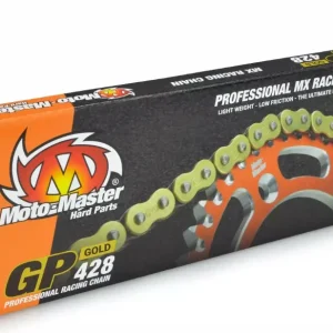 MOTO-MASTER hnací řetěz GP-428 MX PROFESSIONAL MOTOCROSS závodní řetěz bez O-kroužků barva zlatá (134 článků, včetně spony) Akční Nabídka