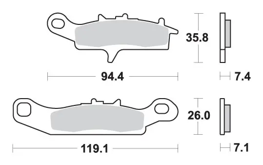 Značkový SBS brzdové destičky KH349 OFF-ROAD sintrované barva zlatá KAWASAKI KFX 450 07-15, KVF 650 BRUTE FORCE 05-11, PRAIRE 01-03, HFX 700 V-FORCE 04-13, SUZUKI 700 QUADRUNNER, TWIN PEAKS 04-06 pravý přední
