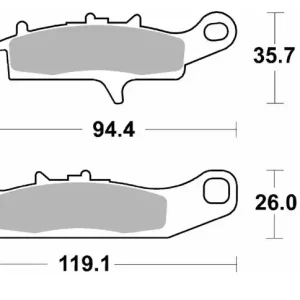 SBS brzdové destičky KH342 OFF-ROAD sintrované barva zlatá KAWASAKI KFX 450 07-15, KVF 650 BRUTE FORCE 05-11, PRAIRE 01-03, HFX 700 V-FORCE 04-13, SUZUKI 700 QUADRUNNER, TWIN PEAKS 04-06 levý přední Must-Have