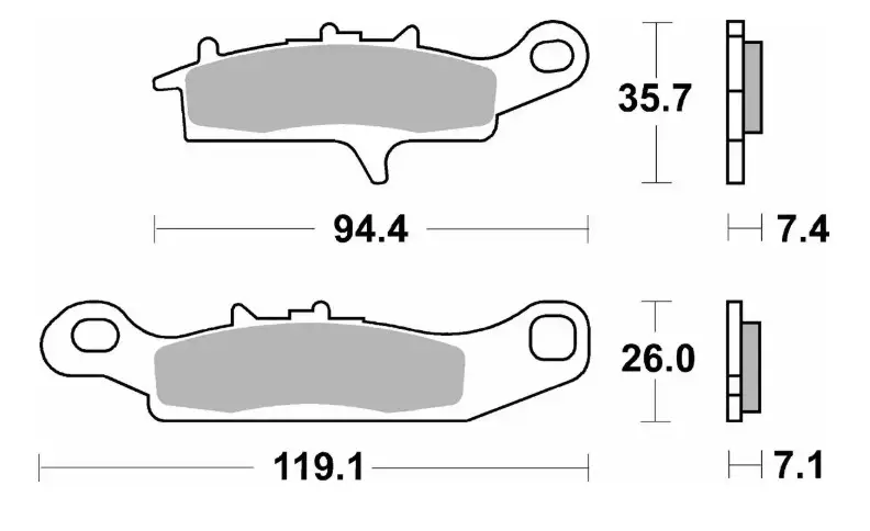 SBS brzdové destičky KH342 OFF-ROAD sintrované barva zlatá KAWASAKI KFX 450 07-15, KVF 650 BRUTE FORCE 05-11, PRAIRE 01-03, HFX 700 V-FORCE 04-13, SUZUKI 700 QUADRUNNER, TWIN PEAKS 04-06 levý přední Must-Have