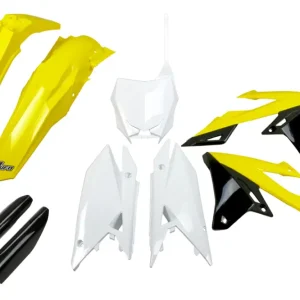 Finální Výprodej UFO kompletní sada plastů (FULL KIT) s kryty tlumičů SUZUKI RMZ 250 19-25, RMZ 450 18-25 barva OEM ( žlutá / bílá / černá )