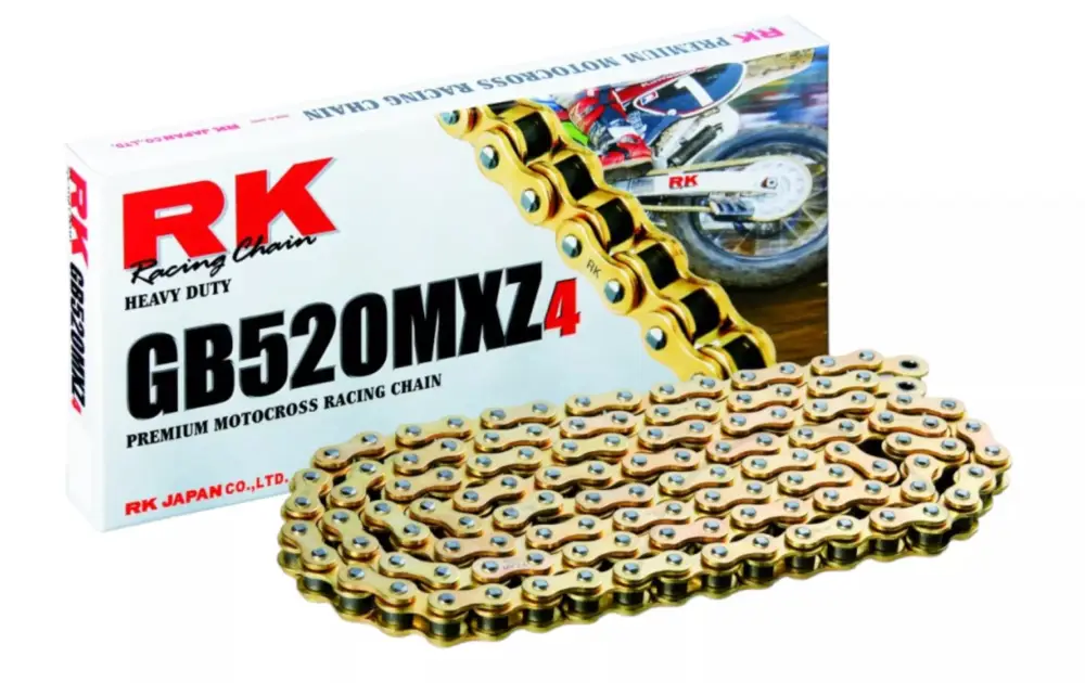 Sezónní Sleva RK hnací řetěz (MOTOCROSS) 420MXZ4-140 spona (CL) v sadě barva zlatá (objem: do 150 ccm)