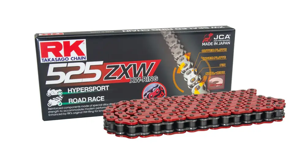 RK hnací řetěz (MOTOCROSS) 520MXZ5-120 spona (CL) v sadě barva červená (objem: do 500 ccm) Ověřený