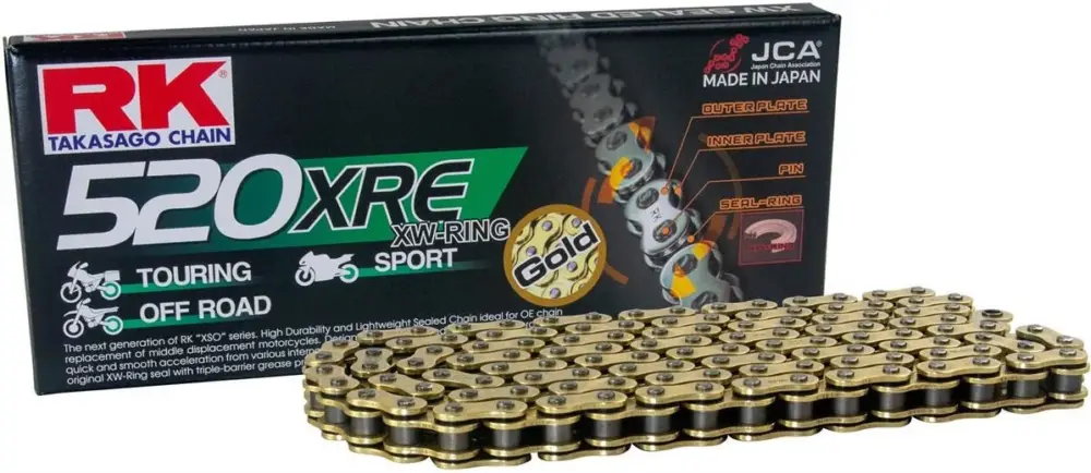 Expresní Doručení RK hnací řetěz GB520XRE-114 (XW-RING) nýtovací spojka (CLF) v sadě barva zlatá (objem: do 800 ccm)