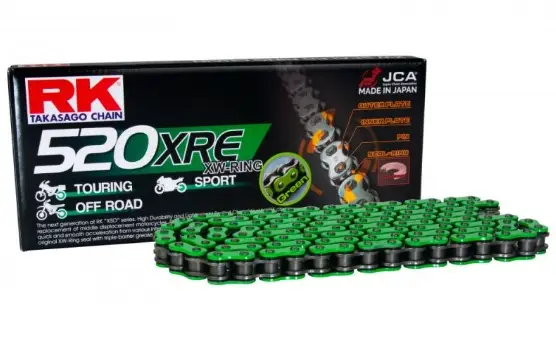 RK hnací řetěz MM520XRE-120(XW-RING) nýtovací spojka (CLF) v sadě barva zelená (objem: do 800 ccm) Zlevněný