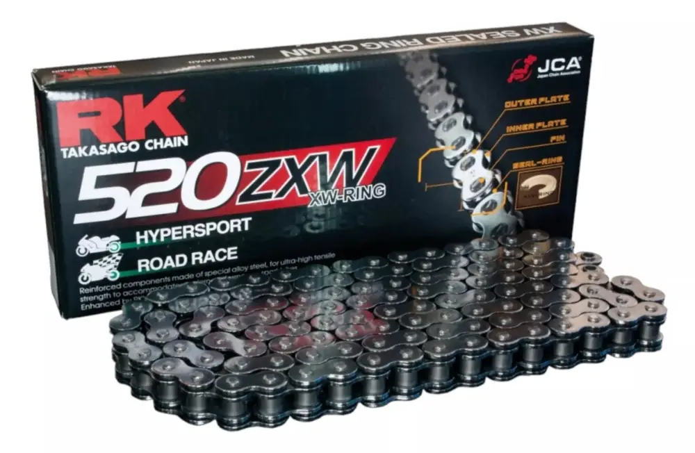 Nejlepší Cena RK hnací řetěz 520ZXW-122 (XW-RING) nýtovací spojka (CLF) v sadě barva STANDARD (objem: do 1200 ccm)