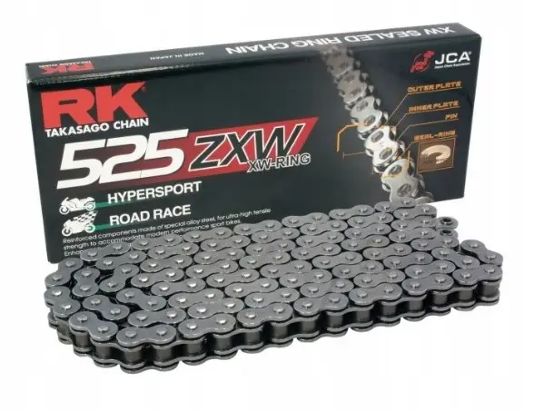 Akční Nabídka RK hnací řetěz 525ZXW-116 (XW-RING) nýtovací spojka (CLF) v sadě barva STANDARD (objem: do 1300 ccm)