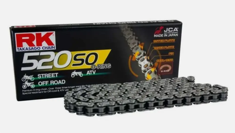 Sleva RK hnací řetěz 520SO-112 (O-kroužek) nýtovací spojka (CLF) v sadě barva STANDARD (objem: do 400 ccm)