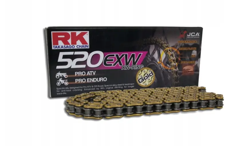 RK hnací řetěz 520EXW-120 (XW-RING) nýtovací spojka (CLF) v sadě barva STANDARD (objem: do 750 ccm) Nakupujte Hned