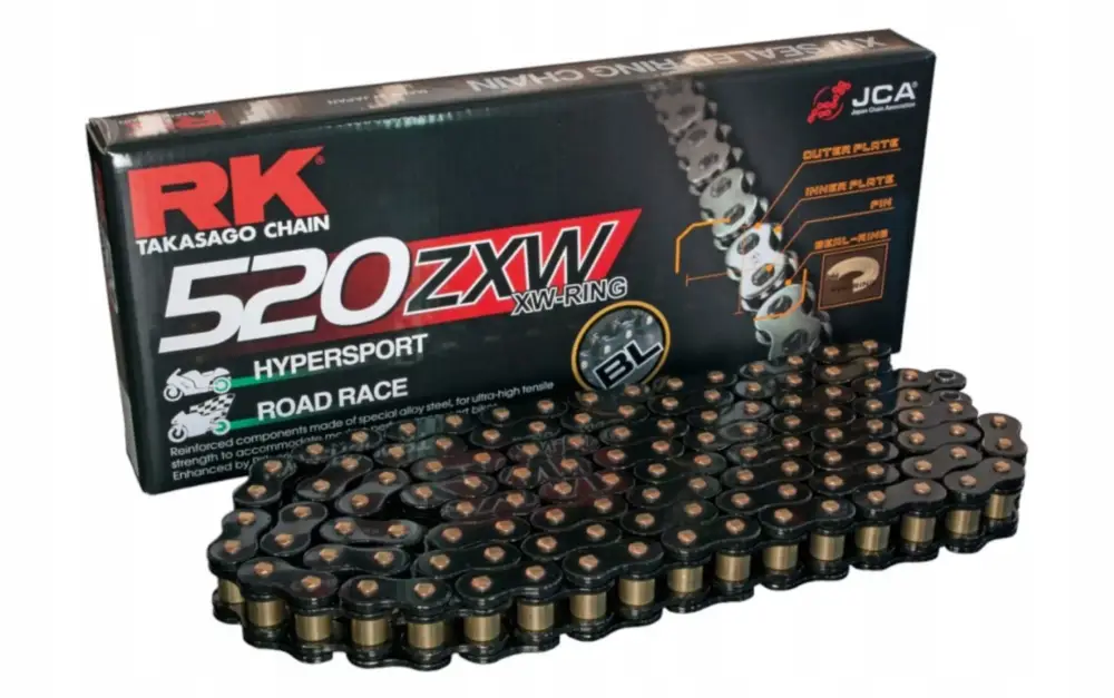 RK hnací řetěz BL520ZXW-120 (XW-RING) nýtovací spojka (CLF) v sadě barva černá (objem: do 1200 ccm) Horká Nabídka
