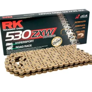 Levný RK hnací řetěz GB530ZXW-118 (XW-RING) nýtovací spojka (CLF) v sadě barva zlatá (objem: do 1400 ccm)