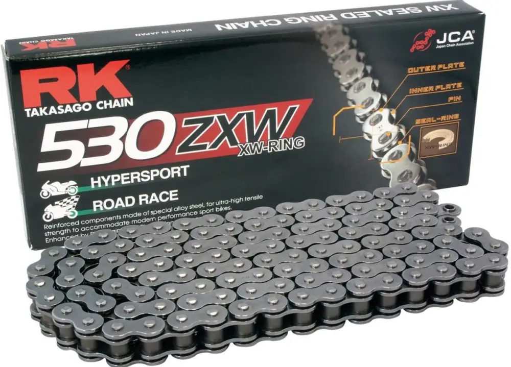 Dokud Zásoby Vydrží RK hnací řetěz 530ZXW-122 (XW-RING) nýtovací spojka (CLF) v sadě barva STANDARD (objem: do 1400 ccm)