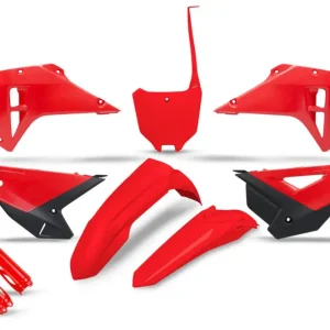 Nejprodávanější UFO kompletní sada plastů (FULL KIT) s kryty tlumičů HONDA CRF 250 / 450 RX 25-26 barva červená / černá