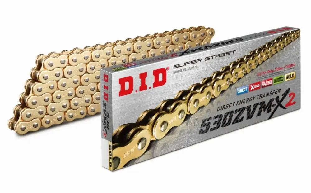 DID hnací řetěz 50(530)ZVMX2GG-108 / (108 článků) X-RING zlatý / zlatý rozpojený + nýtovací spojka (50ZVMX2GG-108) Aktuální