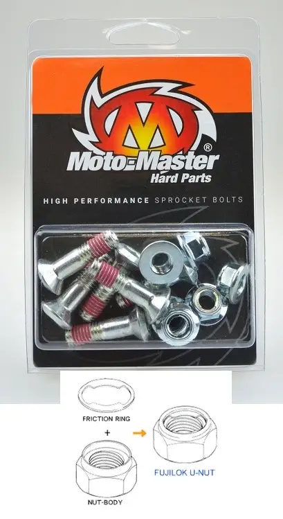 Omezená Nabídka MOTO-MASTER šrouby do zadního řetězového kola M8X30mm (6ks) FUJILOK U-NUT (IMBUS) HONDA/YAMAHA/SUZUKI/KAWASAKI