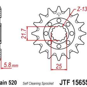 Výprodej JT řetězové kolečko přední 2141 14 KAWASAKI KXF 450 '06-20' KLX 450 '08-20' samočistící (214114JT)