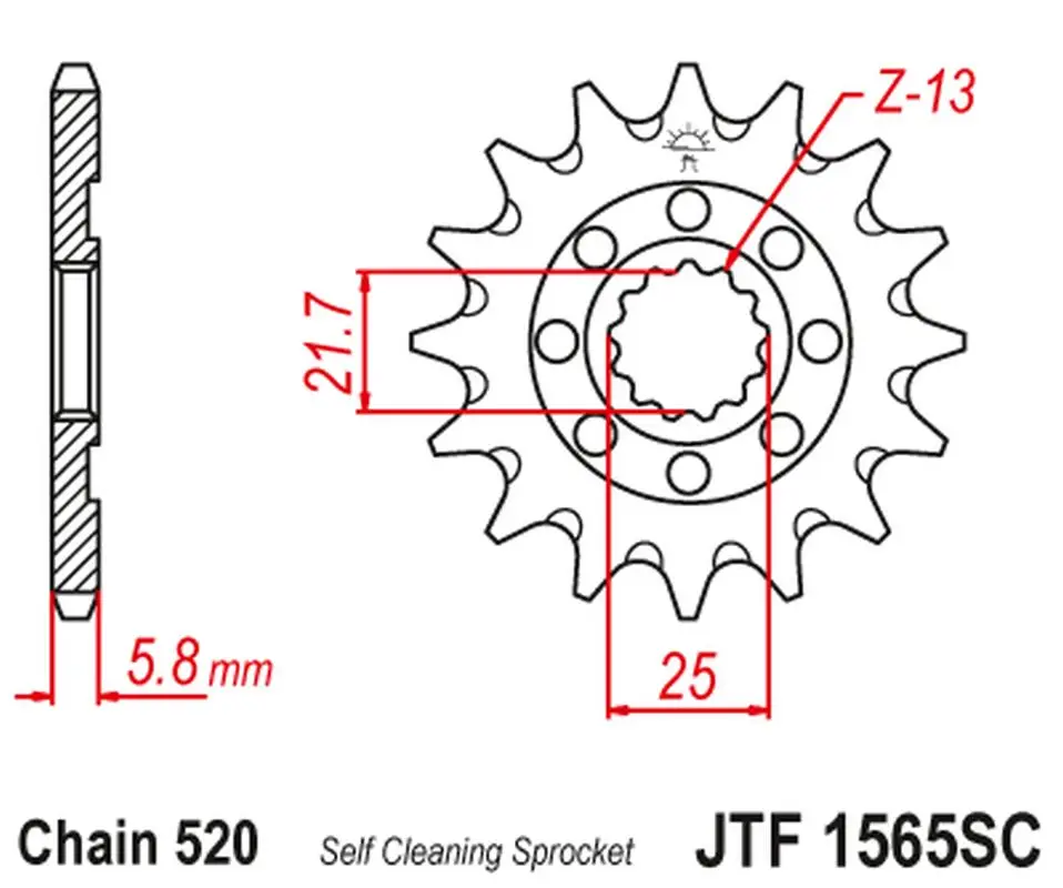 Výprodej JT řetězové kolečko přední 2141 14 KAWASAKI KXF 450 '06-20' KLX 450 '08-20' samočistící (214114JT)