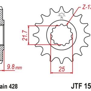 Finální Výprodej JT řetězové kolečko přední 2049 19 YAMAHA FZR 400 '88-95', SR 400 '88-17' SR 500 '91-00' (204919JT) (řetěz 428)