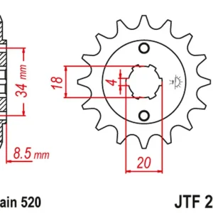 Přímo Od Výrobce JT řetězové kolečko přední 2046 15 HONDA CA 125 '95-01', CB/CBX/CM/CMX 250 '83-16' (204615JT) (řetěz 520)