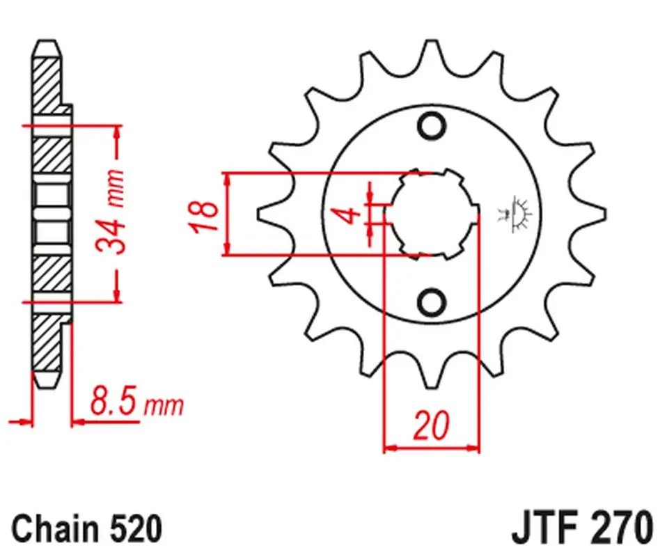 Přímo Od Výrobce JT řetězové kolečko přední 2046 15 HONDA CA 125 '95-01', CB/CBX/CM/CMX 250 '83-16' (204615JT) (řetěz 520)