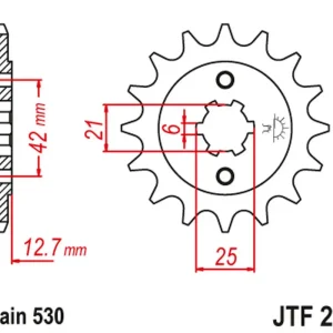 Bezpečná Platba JT řetězové kolečko přední 288 16 HONDA CB 500 FOUR '72-'77, CB 550F/K '75-'80 (28816JT) (řetěz 530) (-1)