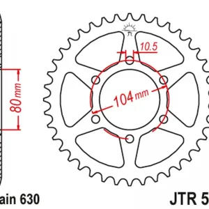 Akce JT zadní řetězové kolečko 501 35 KAWASAKI Z 750 '80-82', GPZ 750 '82-87'; Z 1000/1100 '81-86', GPZ 1100 '81-85' (50135JT) (řetěz 630)