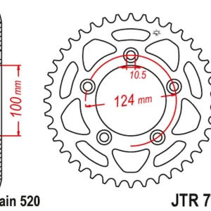 Vrácení Zdarma JT zadní řetězové kolečko 4444 43 DUCATI PANIGALE 899 14-15, SCRAMBLER 800 15-18 (-2) (444443JT) (řetěz 520)