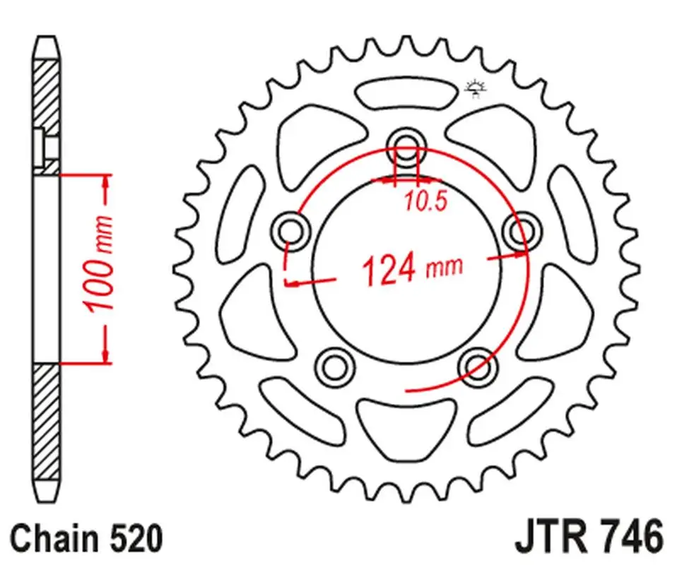 Vrácení Zdarma JT zadní řetězové kolečko 4444 43 DUCATI PANIGALE 899 14-15, SCRAMBLER 800 15-18 (-2) (444443JT) (řetěz 520)