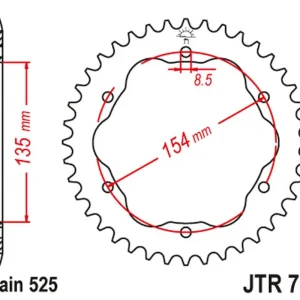 Výhodná Nabídka JT zadní řetězové kolečko 4522 38 DUCATI MONSTER 1200/S '14-20, PANIGALE 1103 '18, PANIGALE 1199/1299 '12-19, DIAVEL 1198 '11-18 (potřebný adaptér JTA760B nebo JTA770B) (JTR761.38) (řetěz 525)