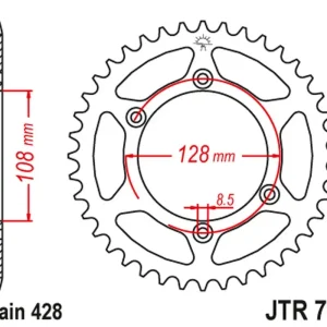 Speciální Cena JT zadní řetězové kolečko 4488 57 KAWASAKI KLX 125 '03-06, SUZUKI DR-Z 125 '03-20 (448857JT) (řetěz 428)