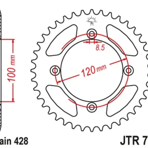 Vrácení Zdarma JT zadní řetězové kolečko 798 54 SUZUKI RM 80 '83-01, YAMAHA YZ 85 '02-24 (79854JT) (řetěz 428)