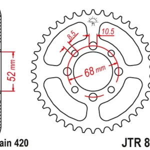 Hit Sezóny JT zadní řetězové kolečko 801 44 SUZUKI DR 50, RG 50 '90-91, RM 60 '79, ZR 50 '80-, KAWASAKI AE 80 '81-92, AR 80 '82-92 (80144JT)