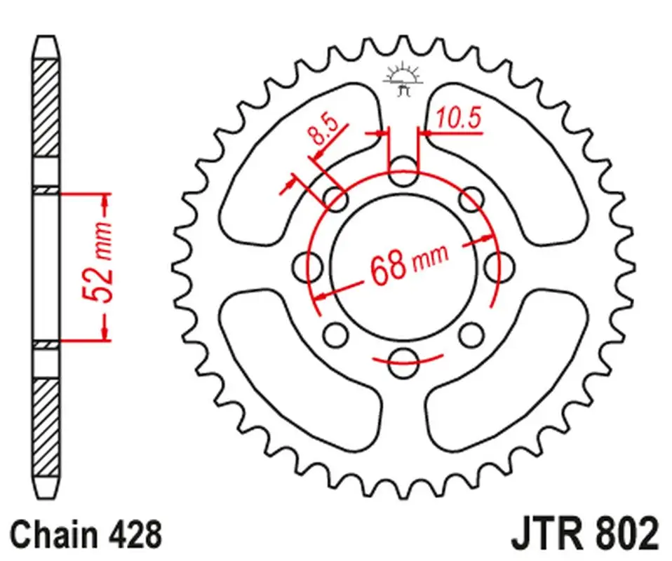 Tovární Cena JT zadní řetězové kolečko 802 41 SUZUKI TS 80 '81-82, DS 80 '78-79, KAWASAKI KE 100 '08-01, KH 100 '78-81, G 3/4/5 '70-75 (80241JT)
