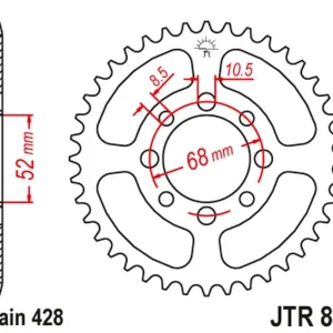 Výhodná Nabídka JT zadní řetězové kolečko 802 46 SUZUKI TS 90 '72, GT 100 '76, RM 80 '80-81, RV 90 '73-77, KAWASAKI KZR 100, KE 100 '80 (80246JT)