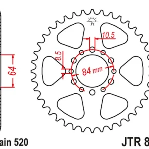 Výhodná Nabídka JT zadní řetězové kolečko 811 39 SUZUKI TC 125/185 '73-77, TS 185 '71-84 (81139JT)