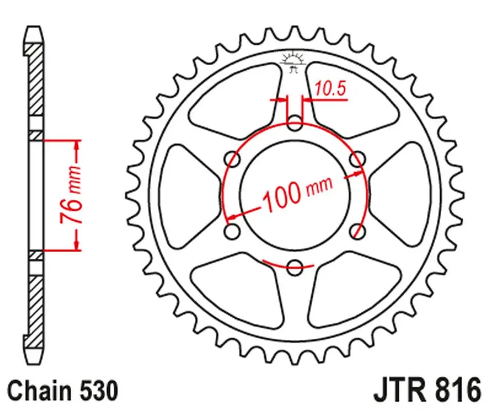 Sleva JT rozeta zadní 816 45 SUZUKI GSXR1100, GSXR750 (92-95) (81645JTZBK) barva černá - náhrada s 825 45