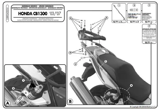 KAPPA zadní nosič kufru HONDA CB 1300/S (03-09) ( bez plotny ) Vysoce Kvalitní