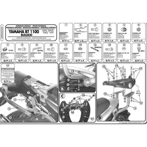Akční Nabídka KAPPA nosič zadního kufru YAMAHA BT 1100 BULLDOG (02-09) ( bez plotny )