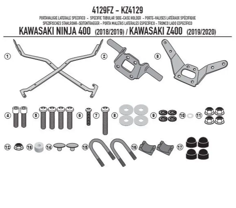 Cenová Bomba KAPPA zadní nosič kufru KAWASAKI NINJA 400 (18-22) Z 400 (19-22) (bez plotny)