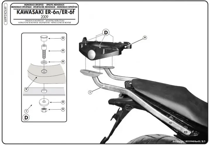 KAPPA nosič zadního kufru KAWASAKI ER-6N / ER-6F 650 (09-11) ( bez plotny ) Nejlepší Volba
