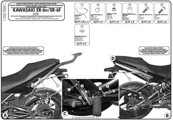 KAPPA nosič pod boční brašny KAWASAKI ER-6N 05-08 Víkendová Akce