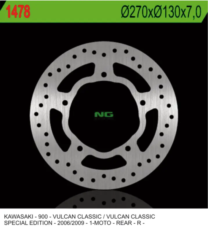 Ihned K Objednání NG brzdový kotouč zadní KAWASAKI VN 900 CLASSIC 07-15, VN 900TOURER 14-17 (270X130X7,0mm)